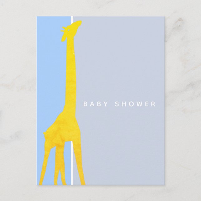 Modern Simple  Giraffe Baby Shower Invivation Invitation Postcard (Front)
