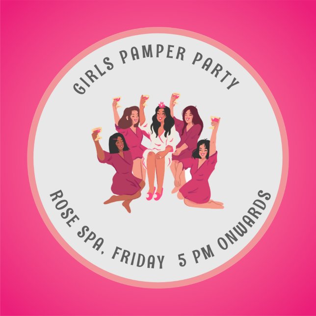 Modern simple girls pamper party classic round sticker (Creator Uploaded)