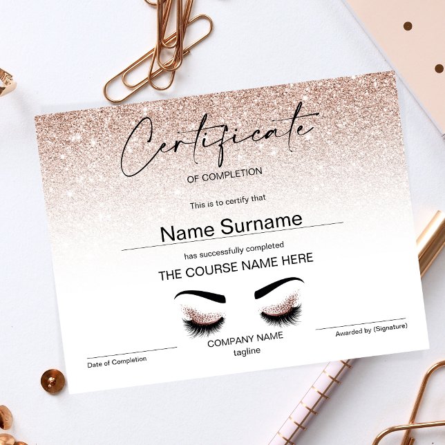 Modern Simple Glitter Certificate of Completion (Creator Uploaded)