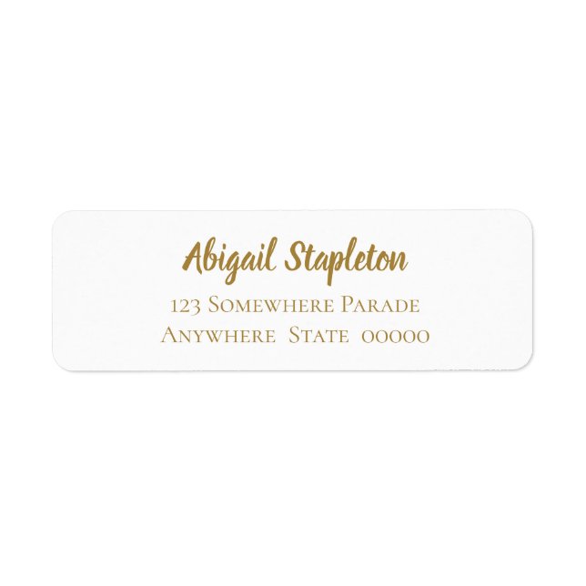 Modern Simple Gold and White Return Address Label (Front)
