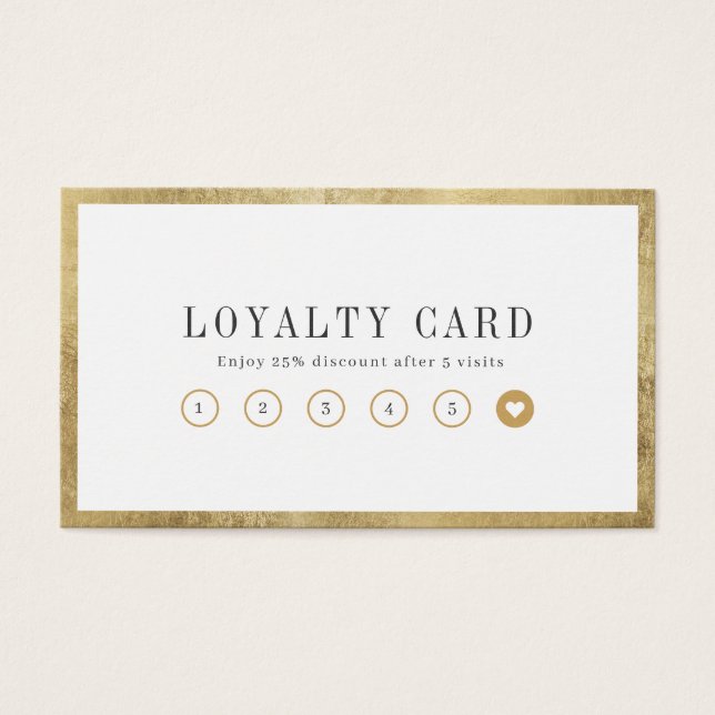 Modern simple gold border business loyalty card (Front)