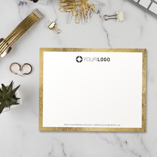 Modern simple gold border personalised Stationery Thank You Card (Modern simple gold border personalized Stationery logo Card)