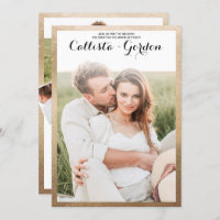 Modern Simple Gold Border Photo Collage Wedding