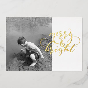 Modern Simple Gold Foil Photo Christmas Card