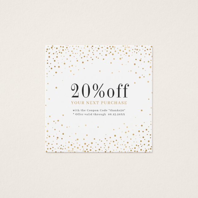 Modern simple gold glitter discount card (Front)