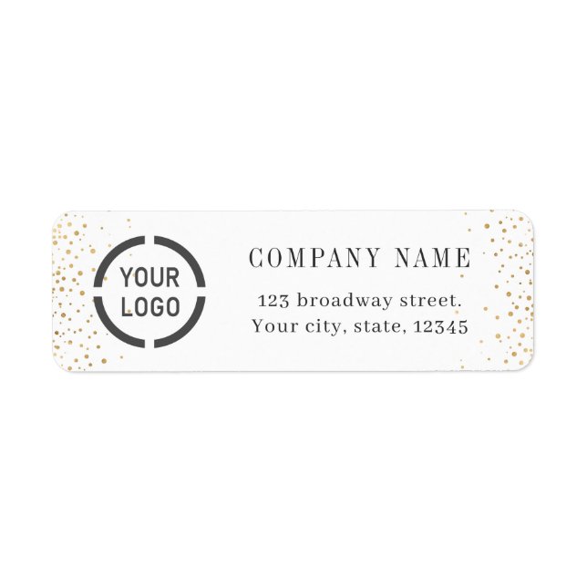 Modern simple gold glitter logo return address (Front)