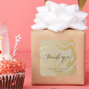 Modern Simple Gold Minimalist Wedding Square Sticker