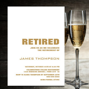 Modern Simple Gold Retirement Party Modern Invitation
