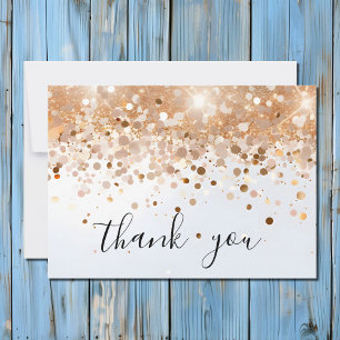 Modern Simple Gold Sequin Glitter Script Thank You