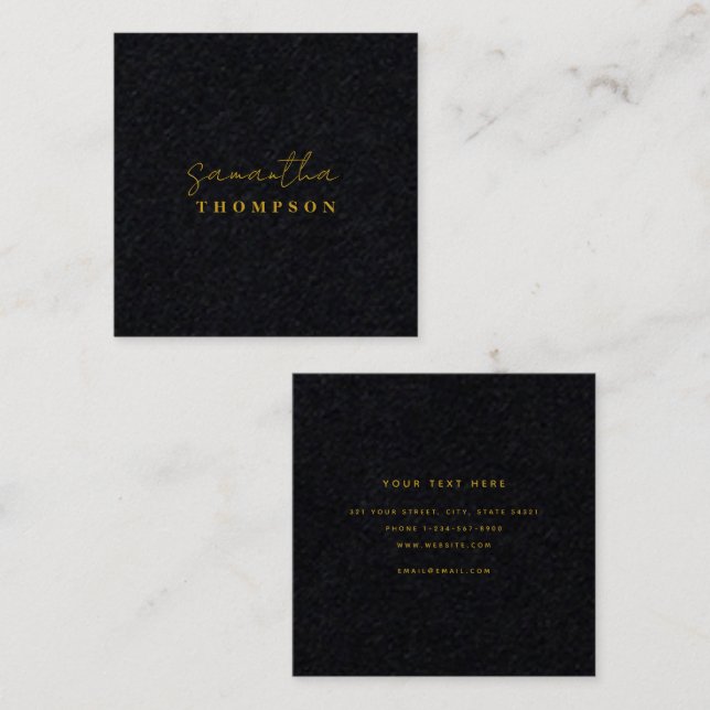 Modern Simple Gold Signature Square Business Card (Front/Back)