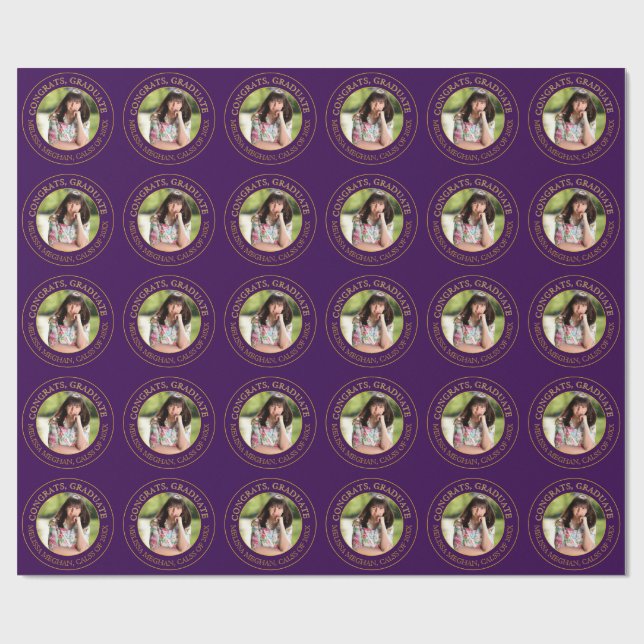 Modern Simple Gold Typography Grad Party Photo Wrapping Paper (Flat)