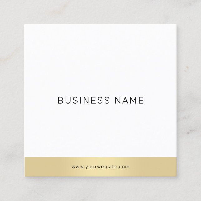 Modern Simple Gold White Professional Elegant Cool Square Business Card (Front)