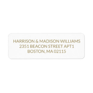 Modern simple gold white Return Address