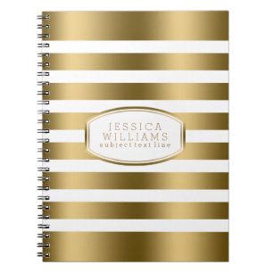 Modern Simple Gold & White Stripes Pattern Notebook