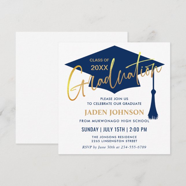 Modern Simple Grad Graduation Party Invitation (Front/Back)