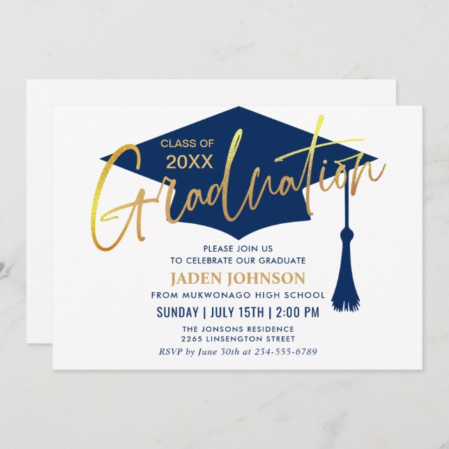 Modern Simple Grad Graduation Party Invitation (Front/Back)