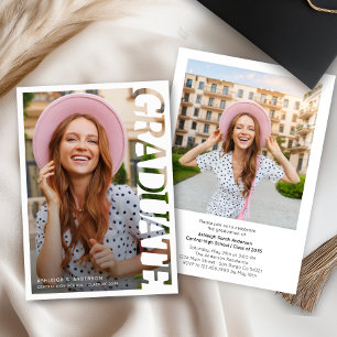 Modern Simple Graduate 2 Photo Graduation Party  Invitation