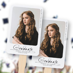 Modern Simple Graduate Photo Handwritten Script Hand Fan