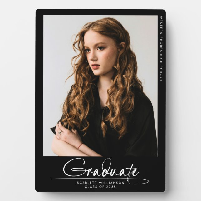 Modern Simple Graduate Photo Handwritten Script  Plaque (Front)
