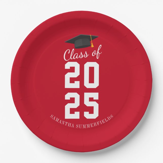 Modern Simple Graduation 2025 Grad Party Paper Plate (Front)