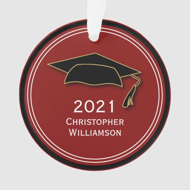 Modern Simple Graduation Cap Class of 2021 Ornament (Front)