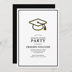 Modern Simple Graduation Cap Grad Party Invitation