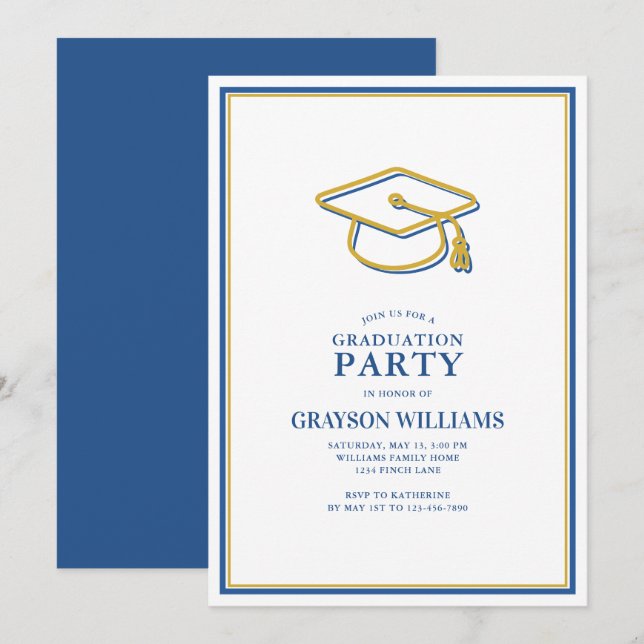 Modern Simple Graduation Cap Grad Party Invitation (Front/Back)