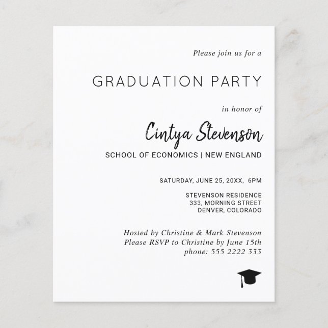 Modern simple graduation party invitation flyer (Front)