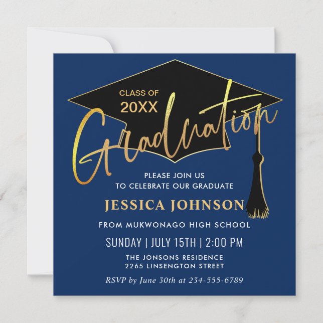 Modern Simple Graduation Party QR code Invitation (Front)