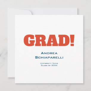 Modern Simple Graduation Party Red and Blue Square Invitation
