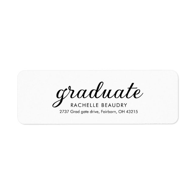 Modern Simple Graduation Return Address Label (Front)