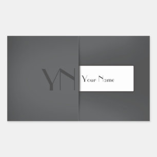 Modern Simple Gray Anthracite Monogram Name Rectangular Sticker