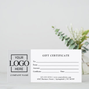 Modern Simple Gray Business Logo Gift Certificate