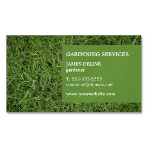 Modern Simple Green Grass Gardener Magnetic Business Card