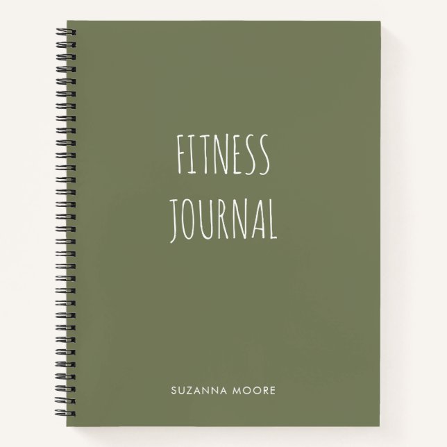 Modern Simple Green Gym Workout Health Fitness Notebook (Front)