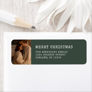 Modern Simple Green Merry Christmas Couple Photo
