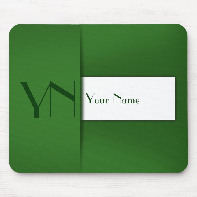 Modern Simple Green Monogram Name - Mousepad (Front)
