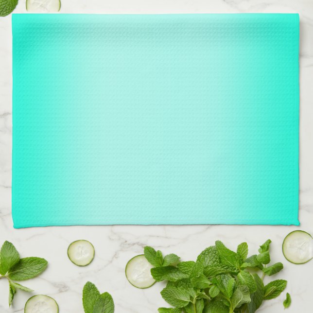 Modern Simple green Turquoise Gradient Color Tea Towel (Folded)
