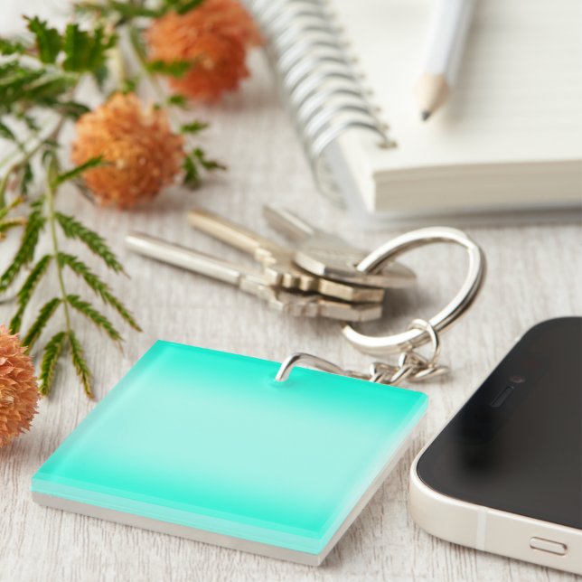Modern Simple green Turquoise Gradient Colour Key Ring (Front Right)