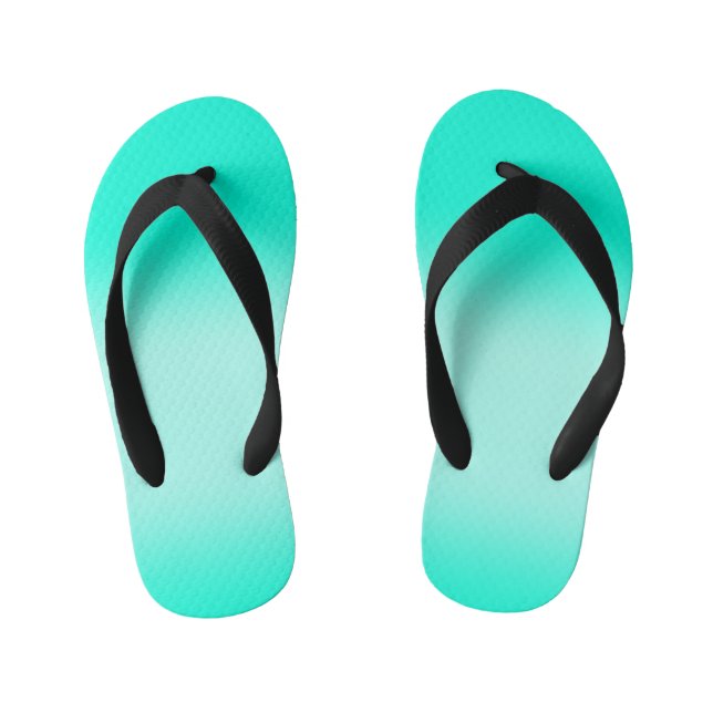 Modern Simple green Turquoise Gradient Colour Kid's Flip Flops (Footbed)