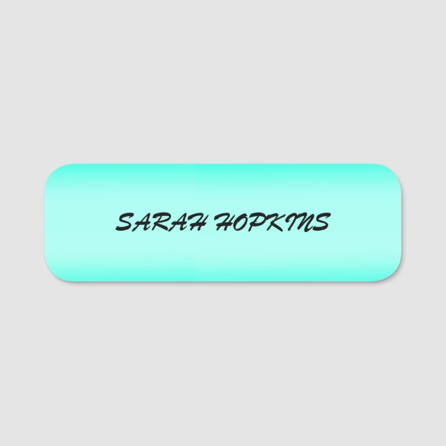 Modern Simple green Turquoise Gradient Colour Name Tag (Front)