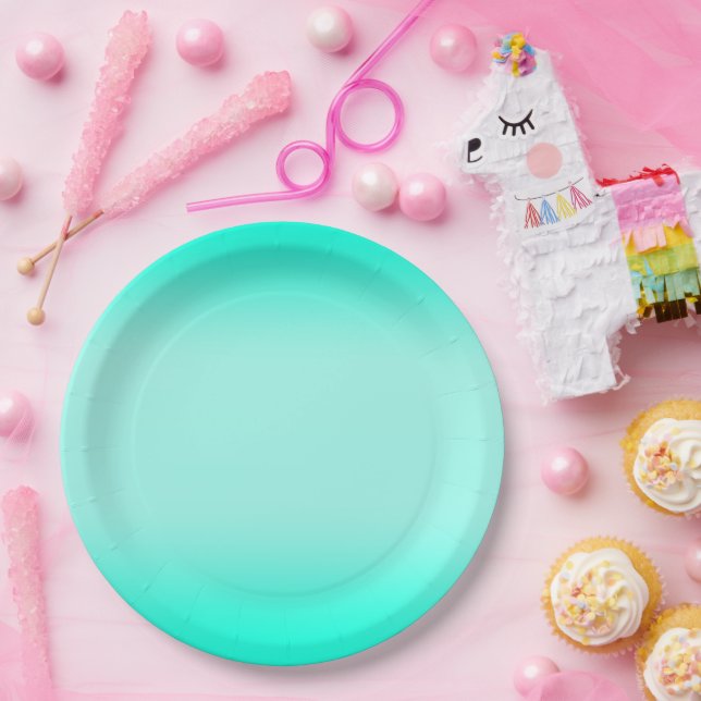 Modern Simple green Turquoise Gradient Colour Paper Plate (Party)
