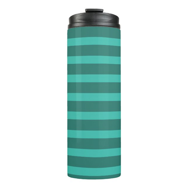 Modern Simple Green Two Tone Stripe line Geometric Thermal Tumbler (Front)