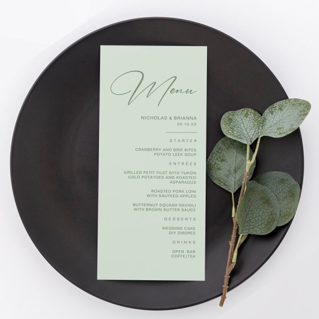 Modern Simple Green Wedding Menu (Creator Uploaded)