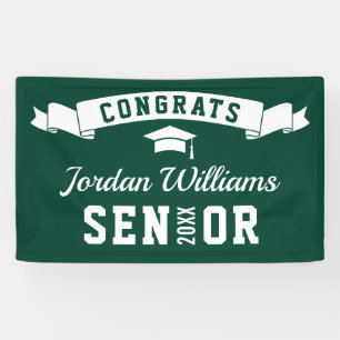 Modern Simple Green White Graduation Party 2024 Banner