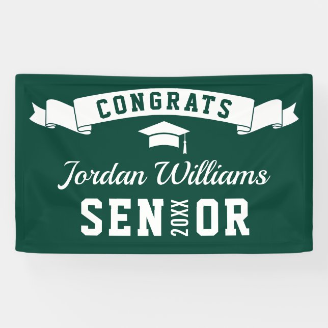 Modern Simple Green White Graduation Party 2024 Banner (Horizontal)