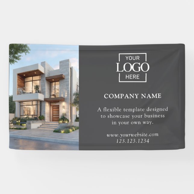 Modern Simple Grey Business Logo Professional Banner (Horizontal)