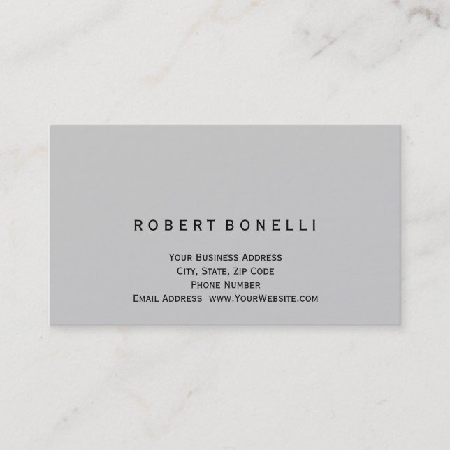 Modern Simple Grey Colour Consultant Business Card (Front)