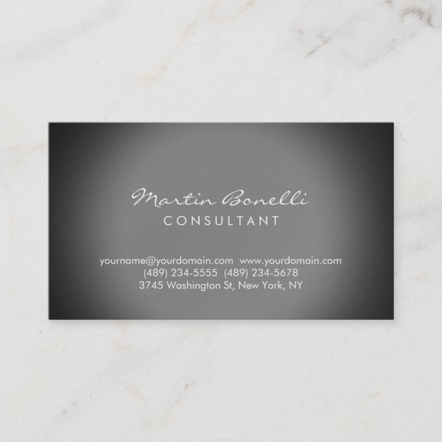 Modern Simple Grey Consultant Business Card (Front)