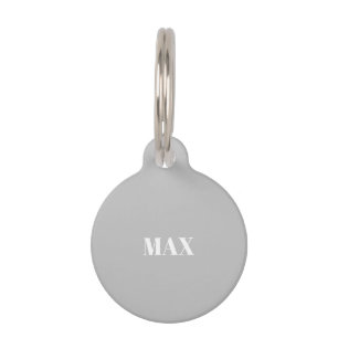 Modern simple grey custom dog Name contact info Pet Tag
